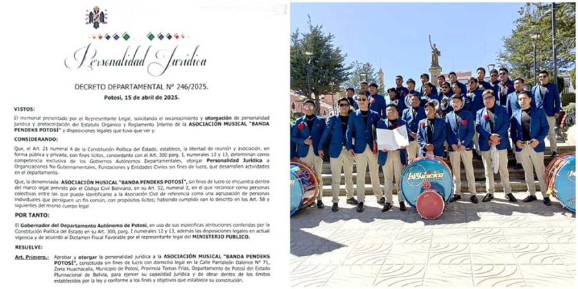 La Asociación Musical “Banda Pendeks Potosí”, ya tiene su personería 