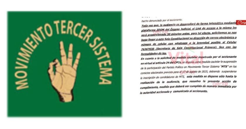 Sala Constitucional de Beni ordena suspender inscripción del MTS para las elecciones