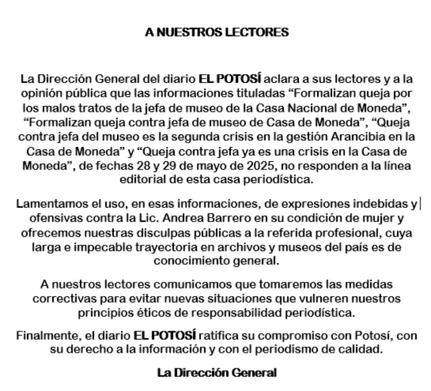 A NUESTROS LECTORES