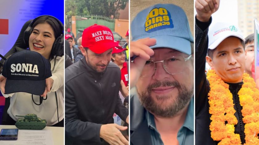 “Sonia”, “Make Bolivia sexy again” y “100 días”: Candidatos buscan atraer con gorras