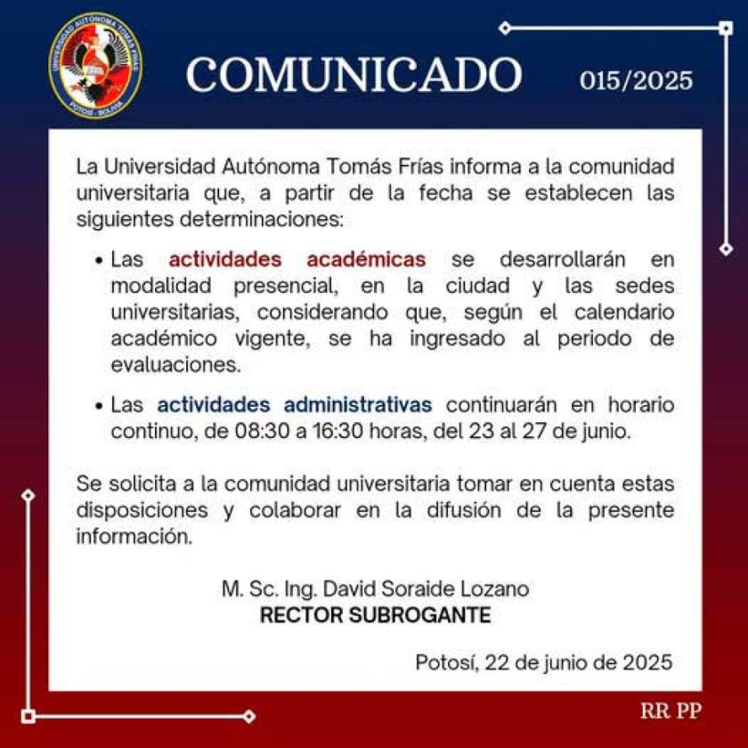Atención administrativa seguirá en horario continuo