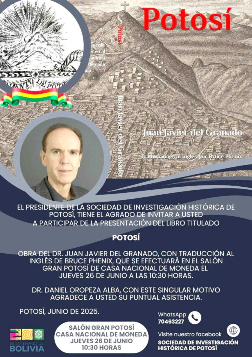 Hoy presentan un libro que habla de Potosí en verso