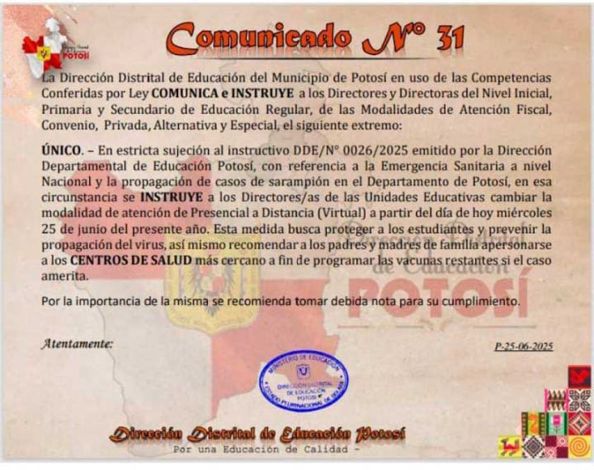 Familias se plantean cómo aplicar clases a distancia en Potosí