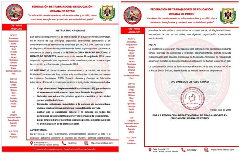 Maestros urbanos convocan a marchar este 29 de julio