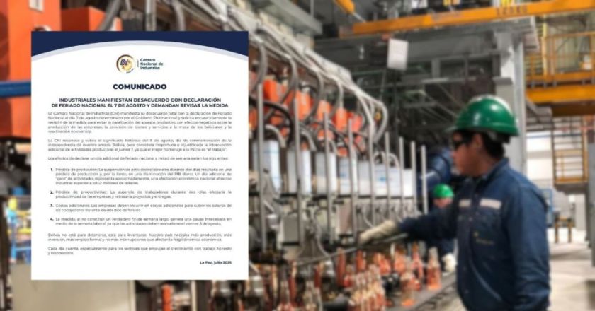 Industriales rechazan feriado nacional el 7 de agosto y advierten impacto negativo en la economía