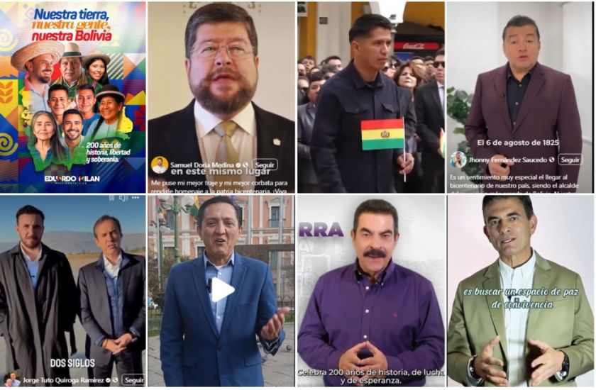 Candidatos expresan su mensaje al Bicentenario de Bolivia, con giño electoral