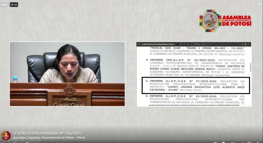 Asamblea de Potosí discute proyecto de unidad educativa que lleva el nombre de Luis Arce