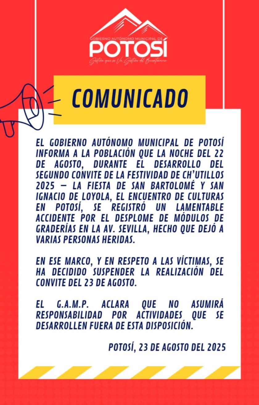 Oficialmente, la Alcaldía suspendió el convite de Ch’utillos