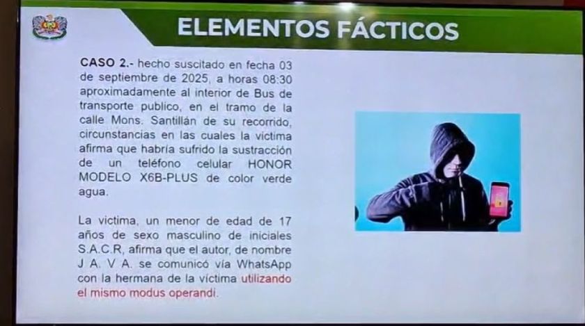 Sucre: Envían a la cárcel a acusado de robar celulares y extorsionar a adolescentes