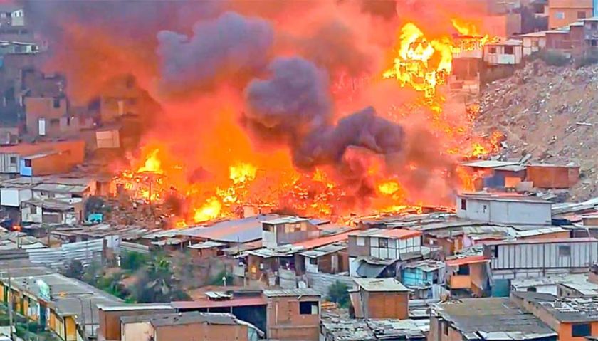 Incendio de gran magnitud afecta a 100 casas en Lima
