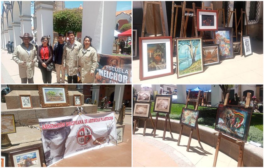 Artes plásticas y dibujo en vivo mostraron la diversidad del talento artístico en Potosí