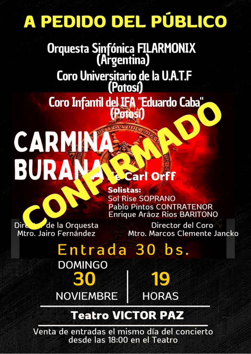 "Carmina Burana" se presenta hoy en el Teatro Victor Paz