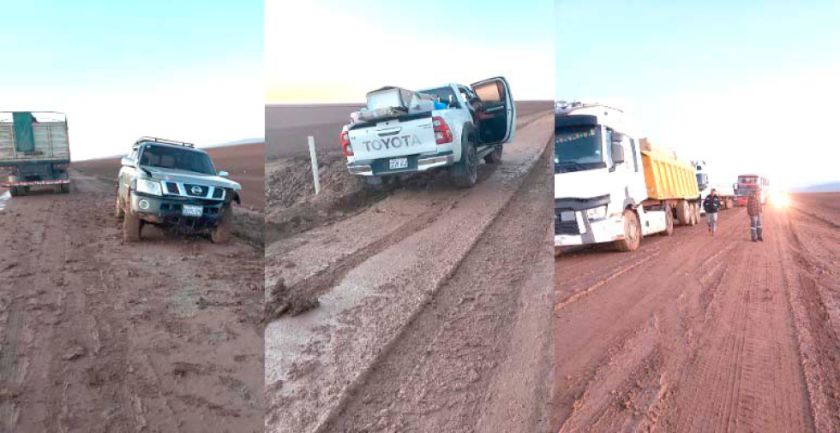 Decenas de vehículos quedan atrapados en el sudoeste potosino
