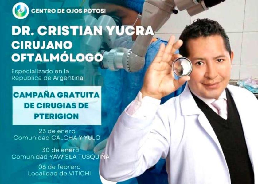 Atenderán a pacientes con Pterigión en Calcha