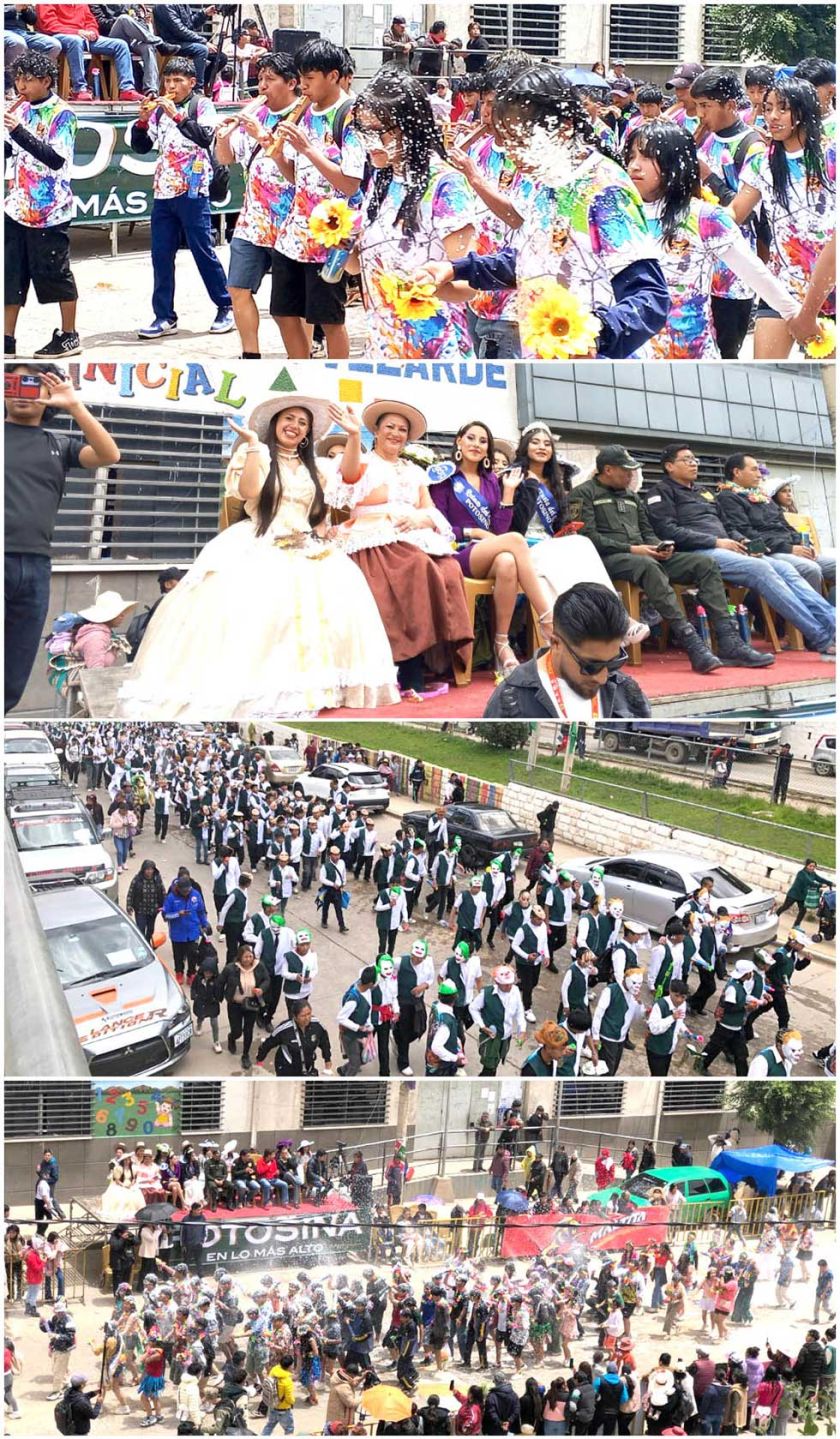 Comparsas celebran el carnaval en Potosí con alegría, música y baile