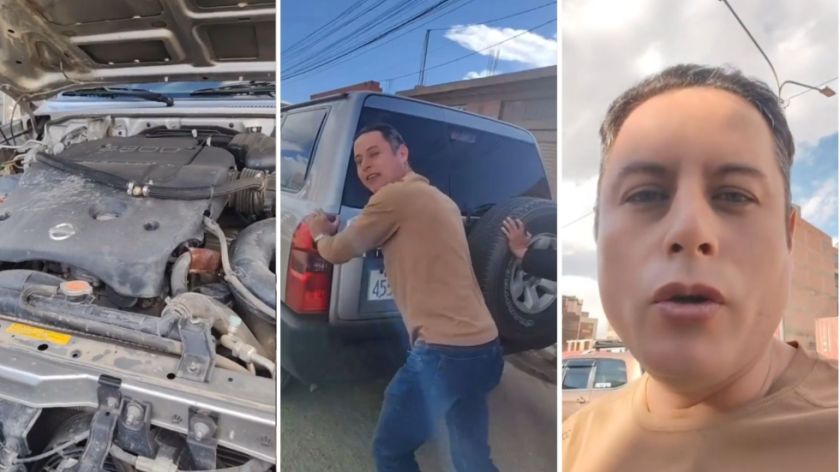 Lara empuja un vehículo de la Vicepresidencia y denuncia daños por “gasolina basura”