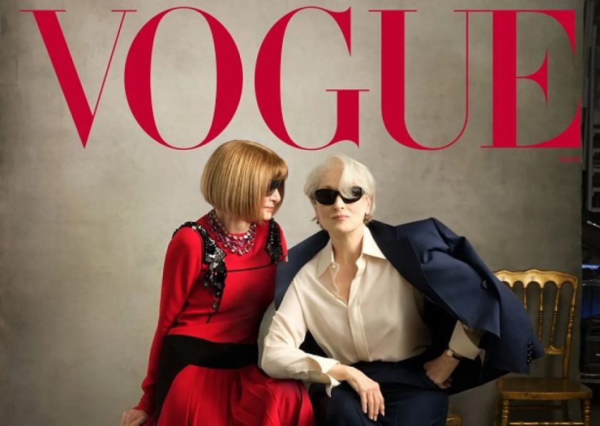 Meryl Streep, como Miranda Priestly, y Anna Wintour protagonizan la portada de Vogue para mayo