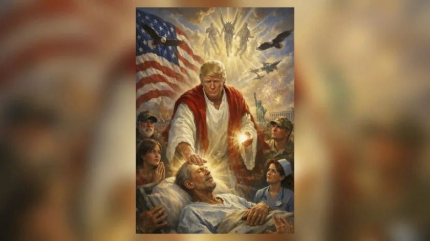 Trump publica una imagen en la que se convierte en un aparente Jesucristo sanador