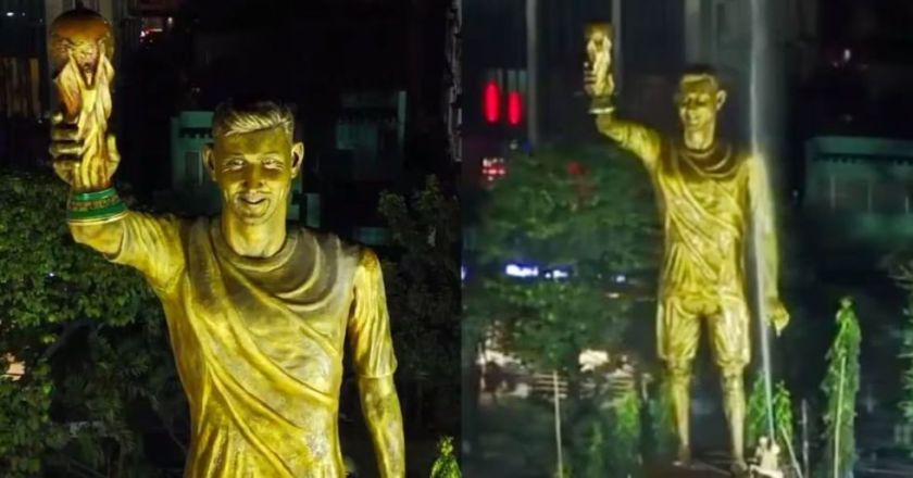 La India retirará la estatua más alta del mundo de Messi tras balancearse con el viento