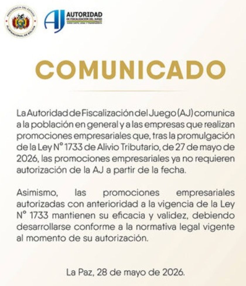 Tras nueva ley tributaria, promociones empresariales ya no requerirán autorización de la AJ 