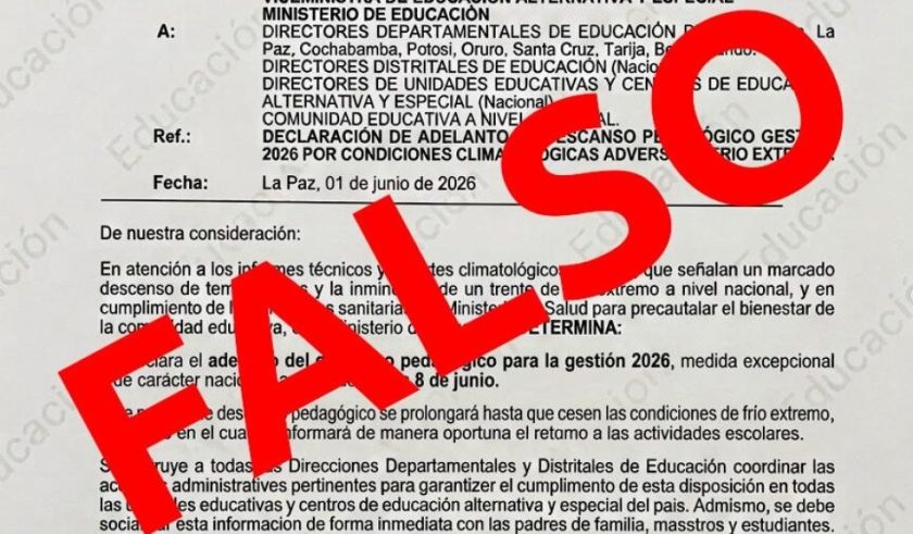 MInisterio de Educación desmiente supuesto comunicado sobre adelanto del descanso pedagógico