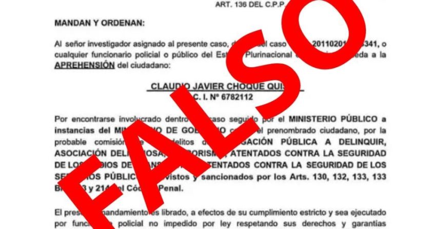 Fiscalía desmiente que exista orden de aprehensión contra dirigente de la COB