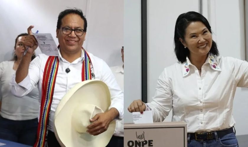 Ventaja de Sánchez sobre Fujimori sigue sobre 20.000 votos con 96 % del escrutinio en Perú