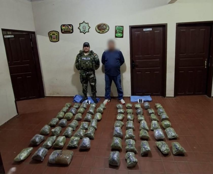 Santa Cruz: FELCN decomisa  65 paquetes de marihuana en Puerto Quijarro