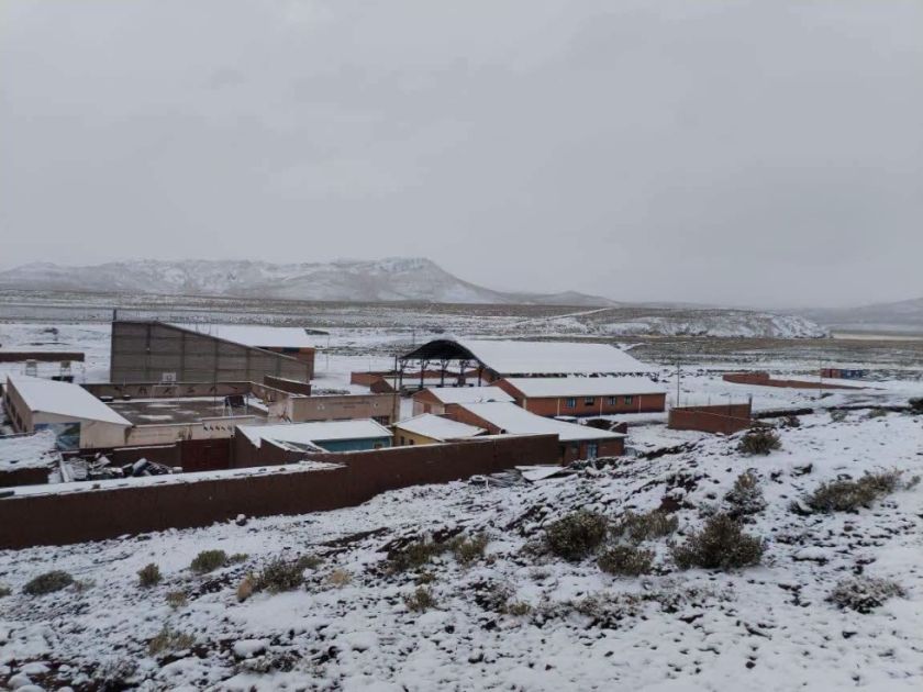 Intensa nevada golpea a 12 comunidades de Potosí 
