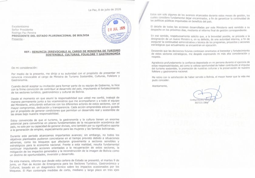 Renuncia la ministra que intentó posicionar al turismo y la gastronomía