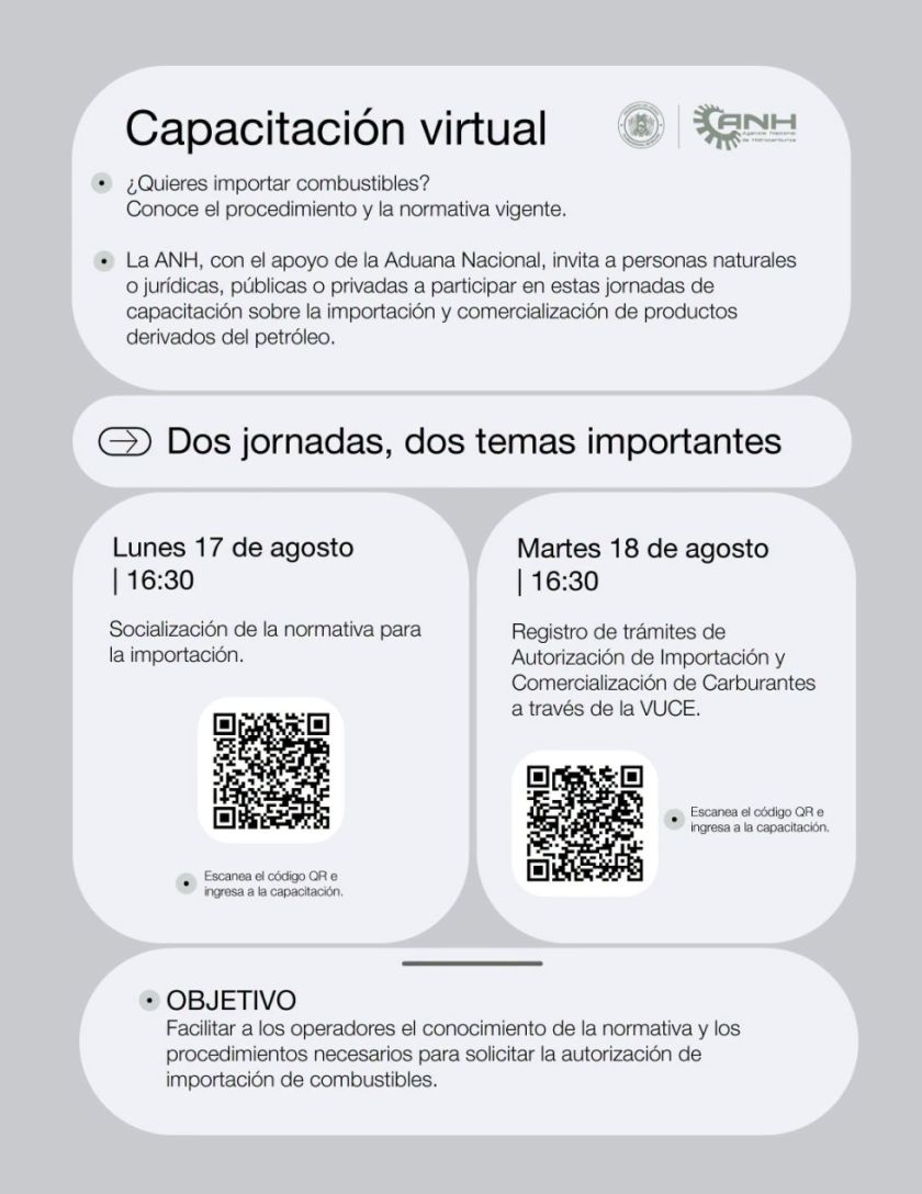 ANH abre capacitación virtual sobre importación y comercialización 