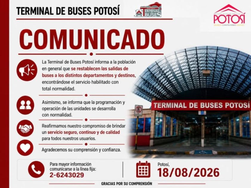 Terminal de Buses de Potosí habilita viajes  alos diferentes destinos
