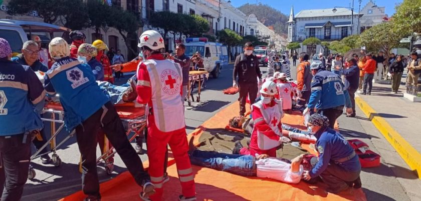 Simulacro de sismo en Sucre pone a prueba la capacidad de respuesta de instituciones