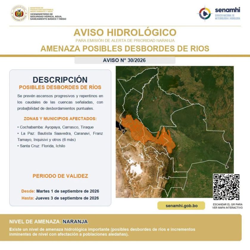Senamhi emite alerta naranja por posible desborde de ríos en tres regiones 