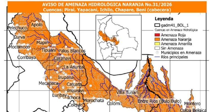 Senamhi activa alerta naranja por riesgo de desborde de ríos en tres departamentos