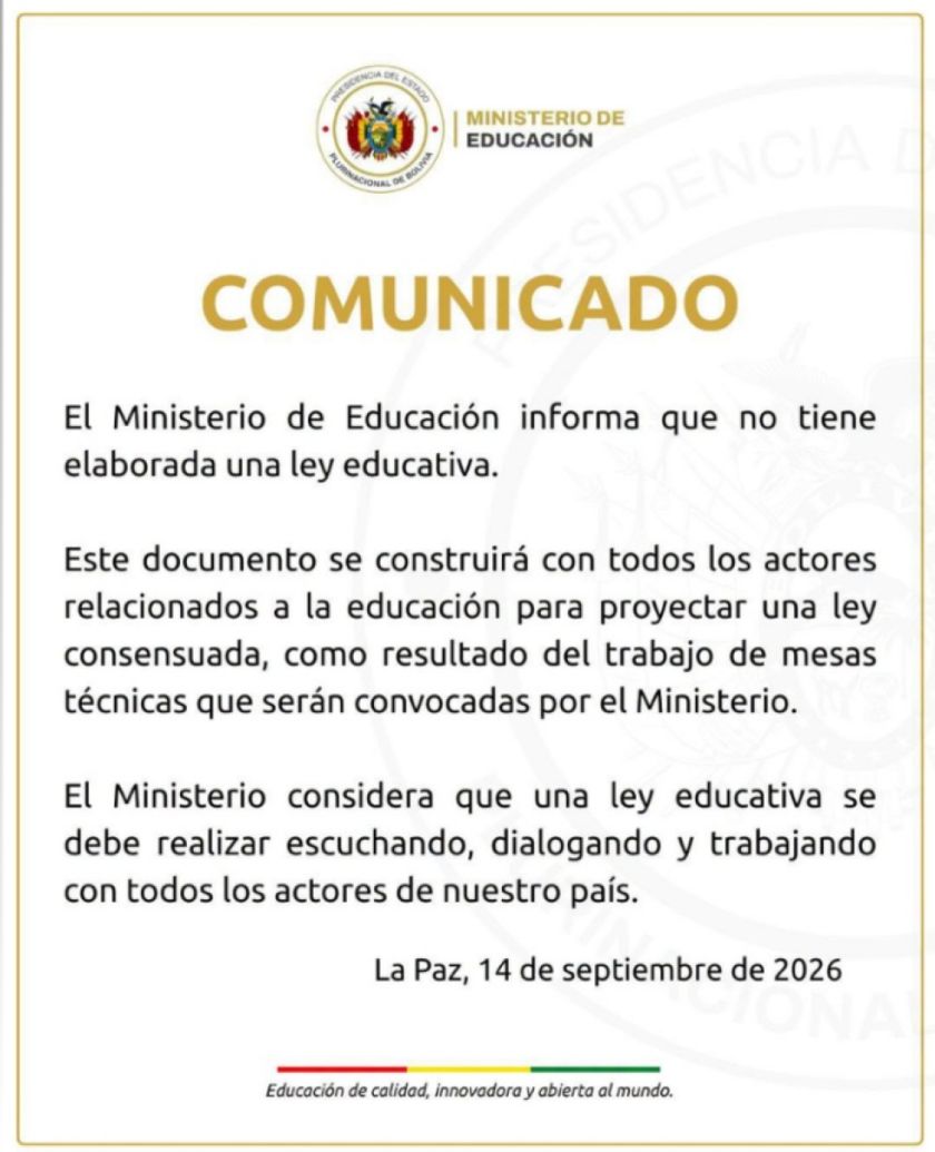 Ministerio de Educación afirma que la Ley Educativa será construida con todos los actores del sector
