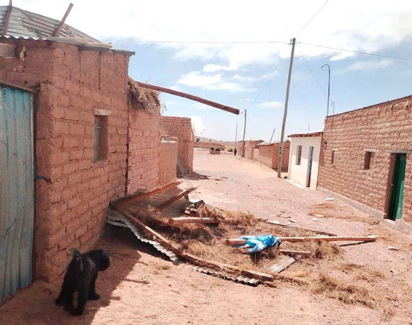 Más de 900 familias son afectadas por los vientos fuertes en Colcha K