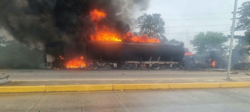 Santa Cruz: Dos camiones cisterna colisionan y provocan un gran incendio