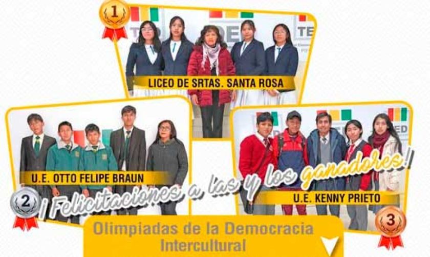 Las Olimpiadas de la Democracia Intercultural tienen a sus tres ganadores