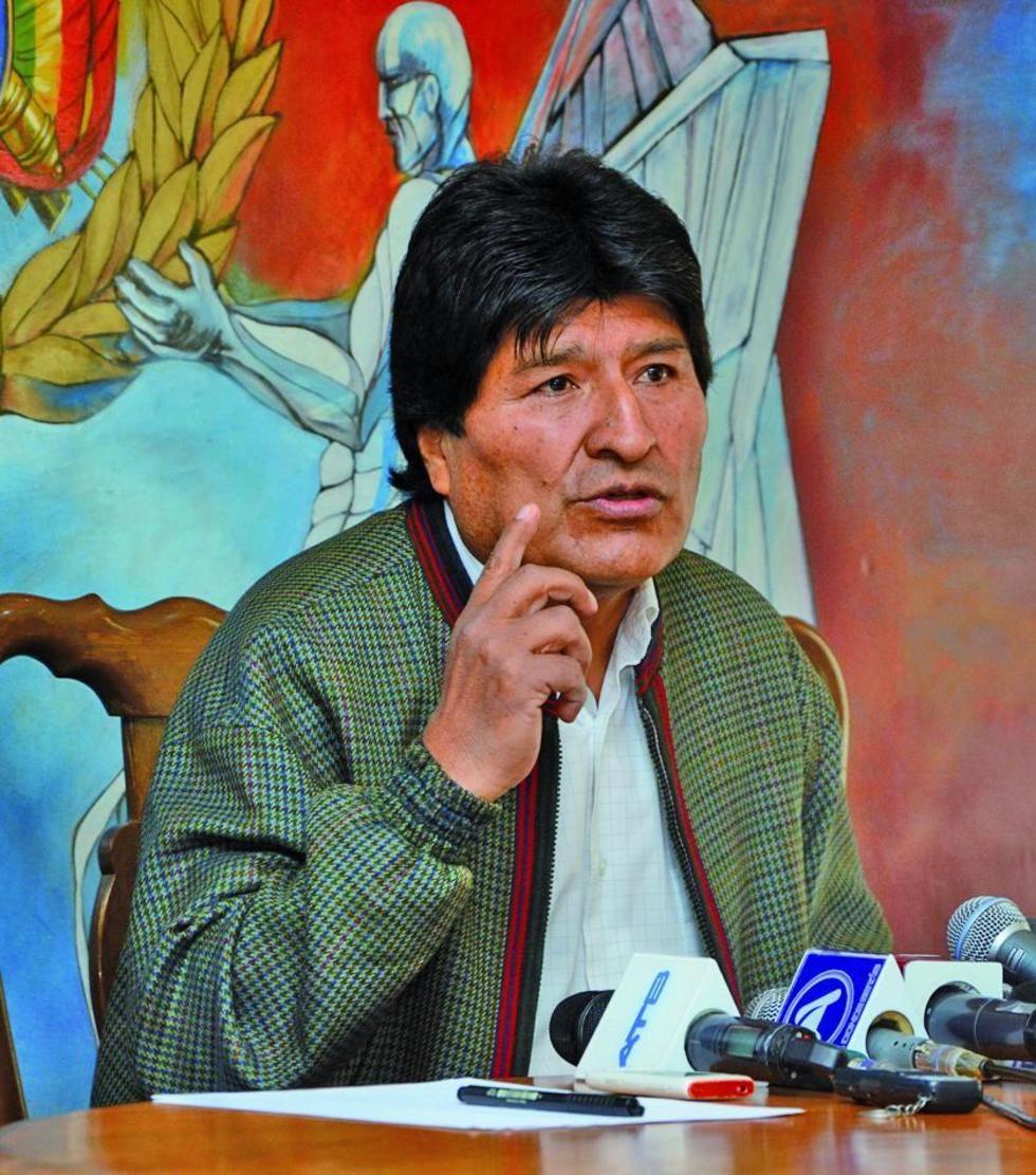 El presidente Morales en una conferencia de prensa en la ciudad de Cochabamba.