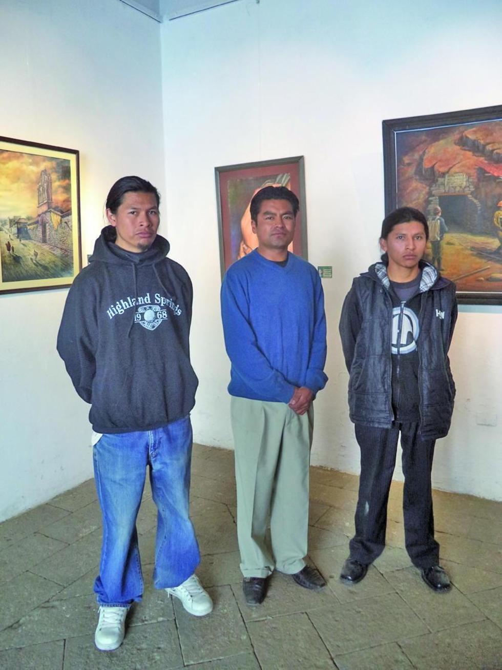 Los artistas Remberto Gutiérrez, José Luis Méndez y Jesús Gutiérrez.