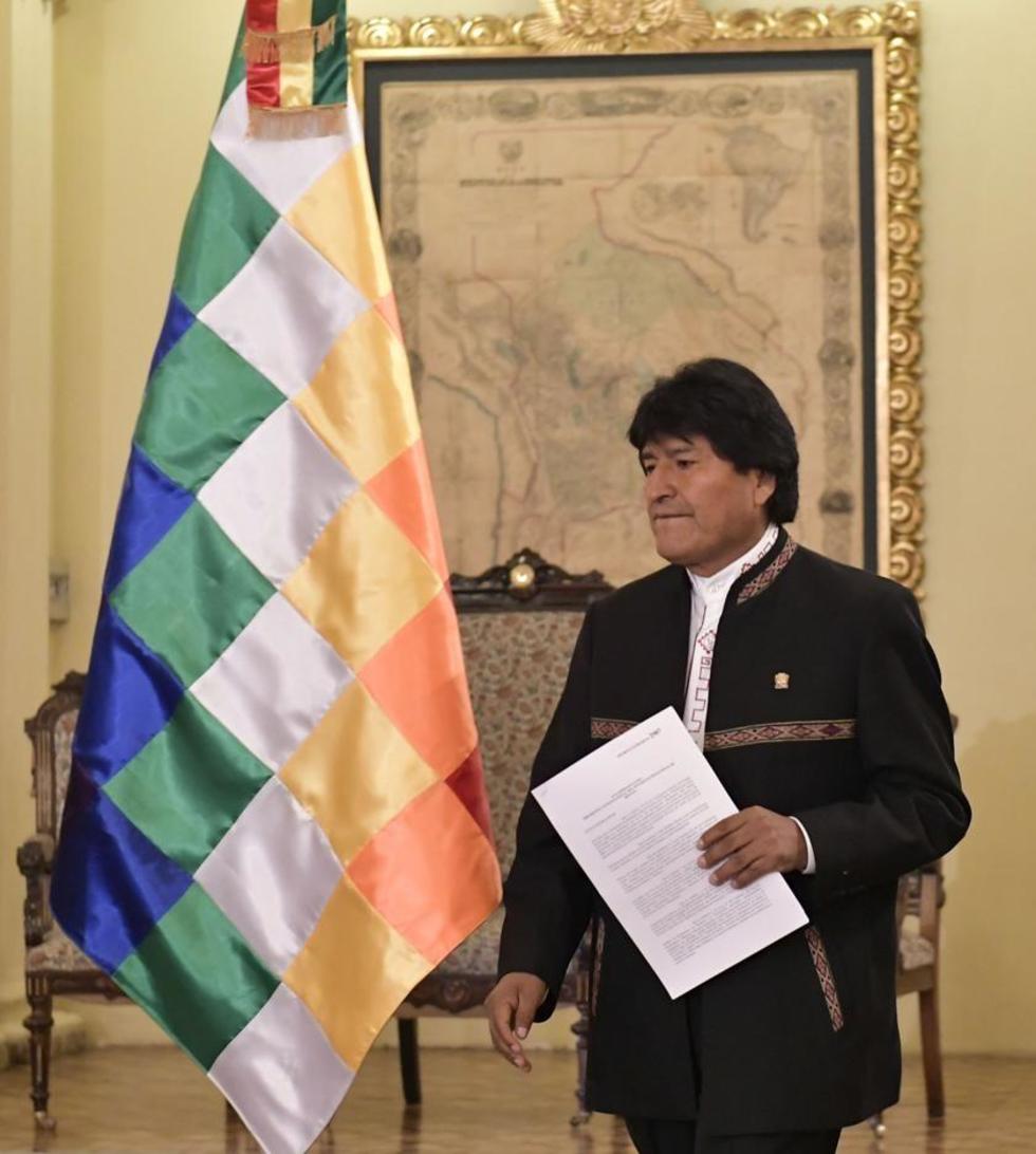 El presidente Evo Morales en conferencia de prensa.