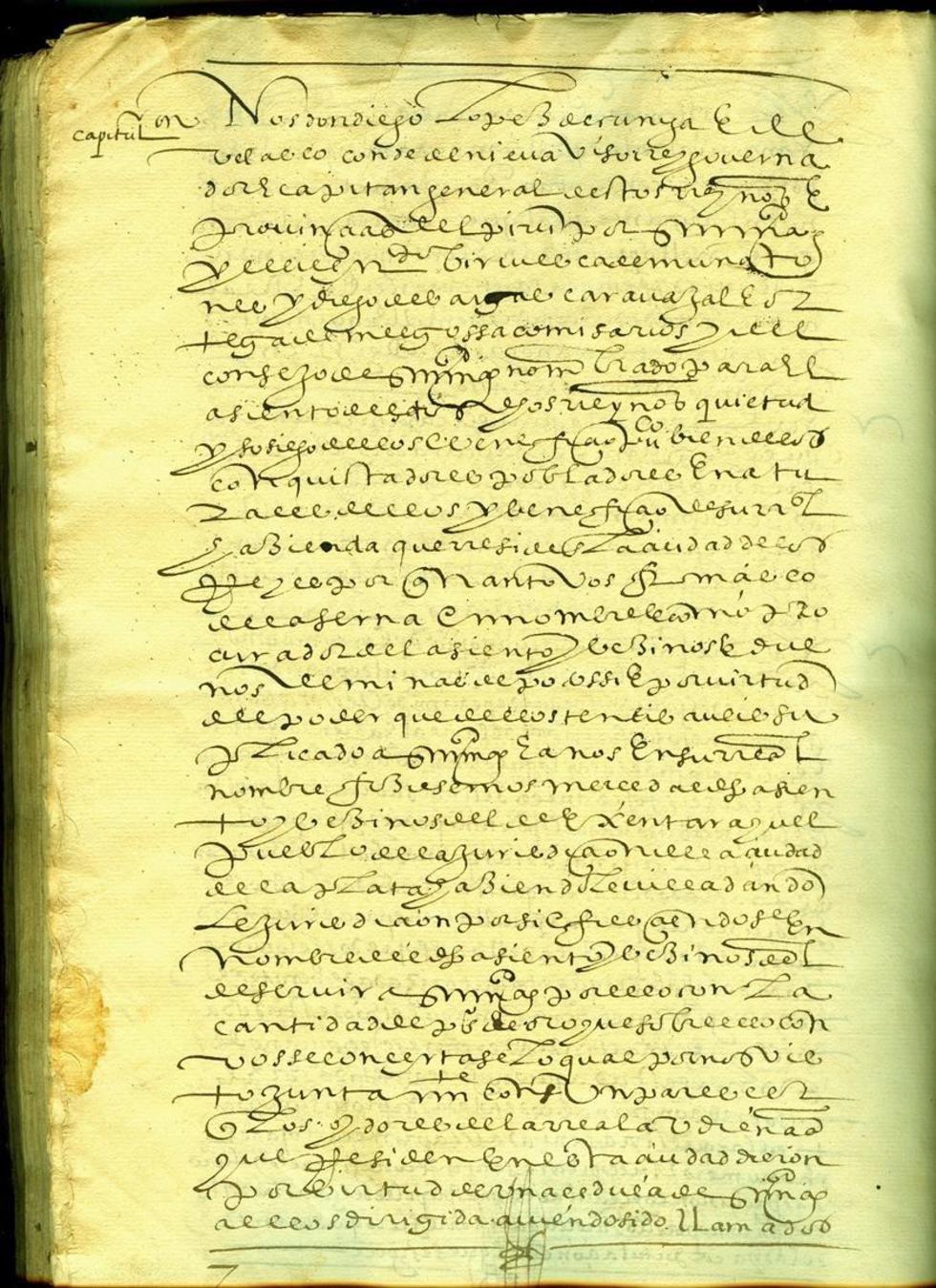 Fragmento de la Capitulación de Potosí ante el Virrey del Perú.