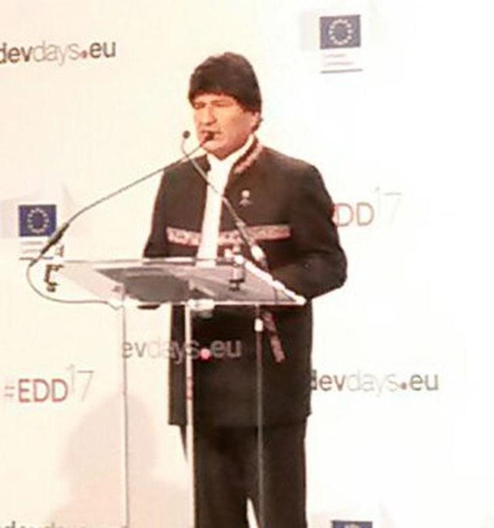 El presidente Evo Morales en las Jornadas Europeas de Desarrollo, en Bruselas, Bélgica.