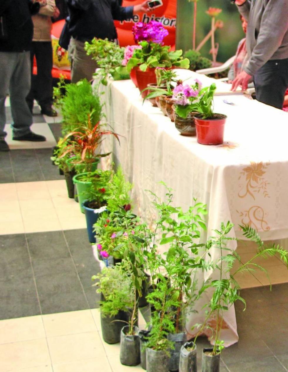 Algunos productos florales fueron mostrados en el acto.