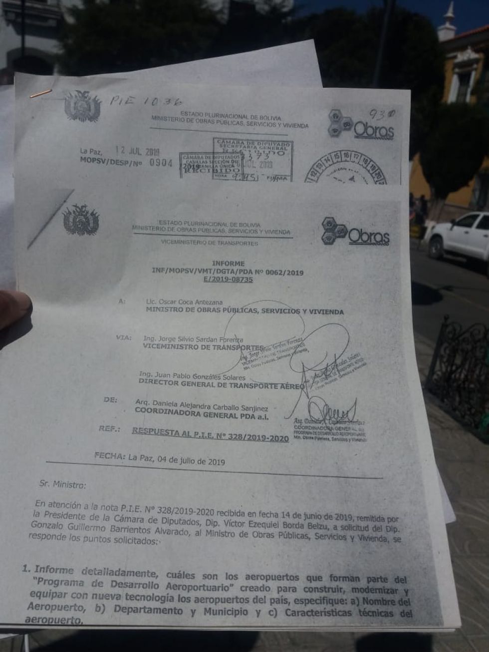 Documento presentado por Barrientos.