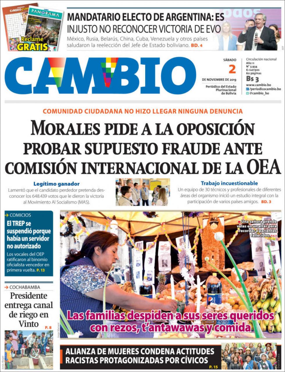 Cambio, diario oficialista.