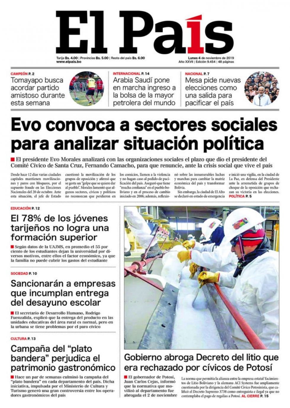 El País, Tarija.