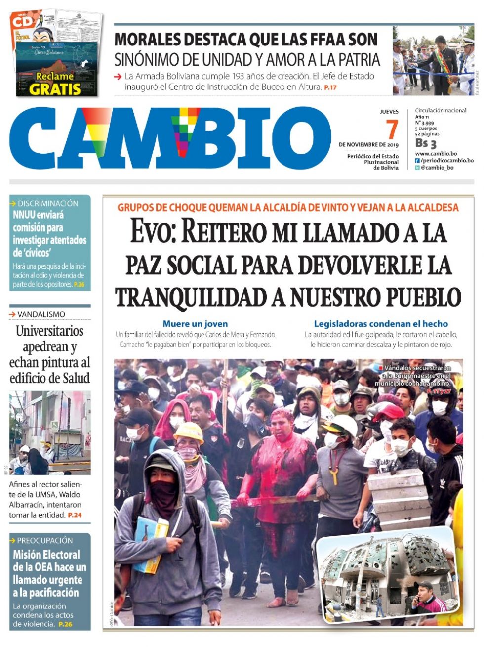 Cambio, diario oficialista.