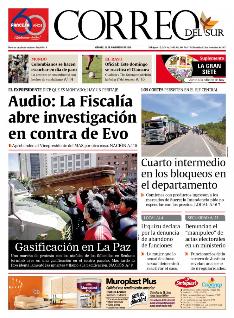 Correo del Sur, Sucre.